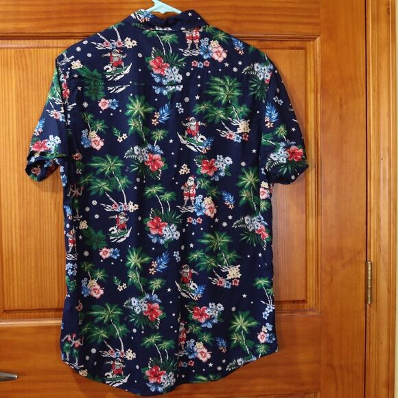 Free Planet Blue and Green Casual Button Down Shirts with Tropical Prints - Picture 7 of 14